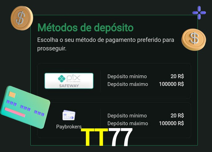 O cassino TT77 oferece uma grande variedade de métodos de pagamento